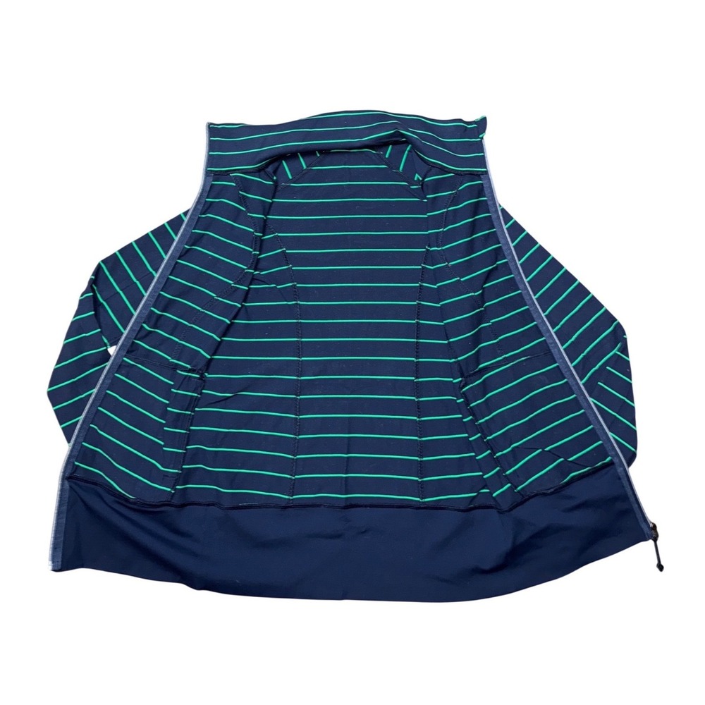 Lululemon Define Jacket Navy Blue Green Striped Full Zip Size 6 Slim Fit - Picture 3 of 13